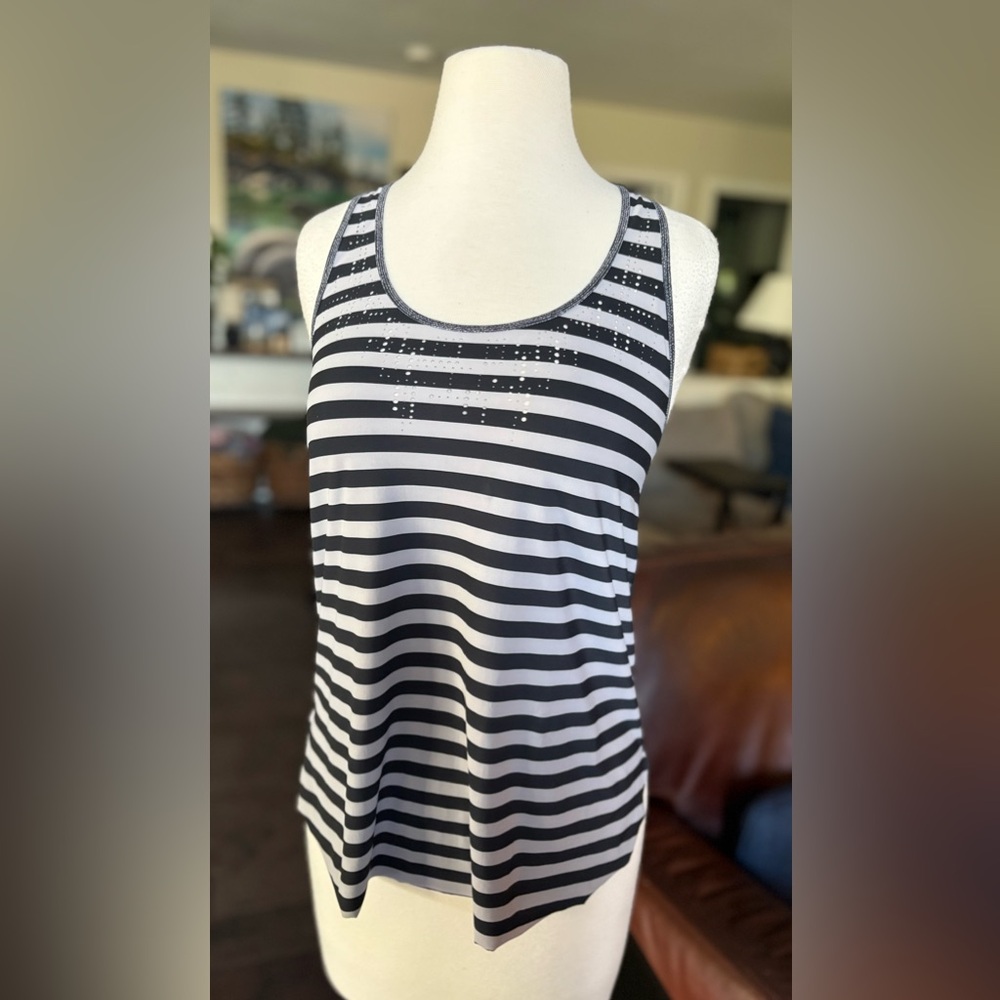 Lululemon Water Bound Black and White Striped Tank Top